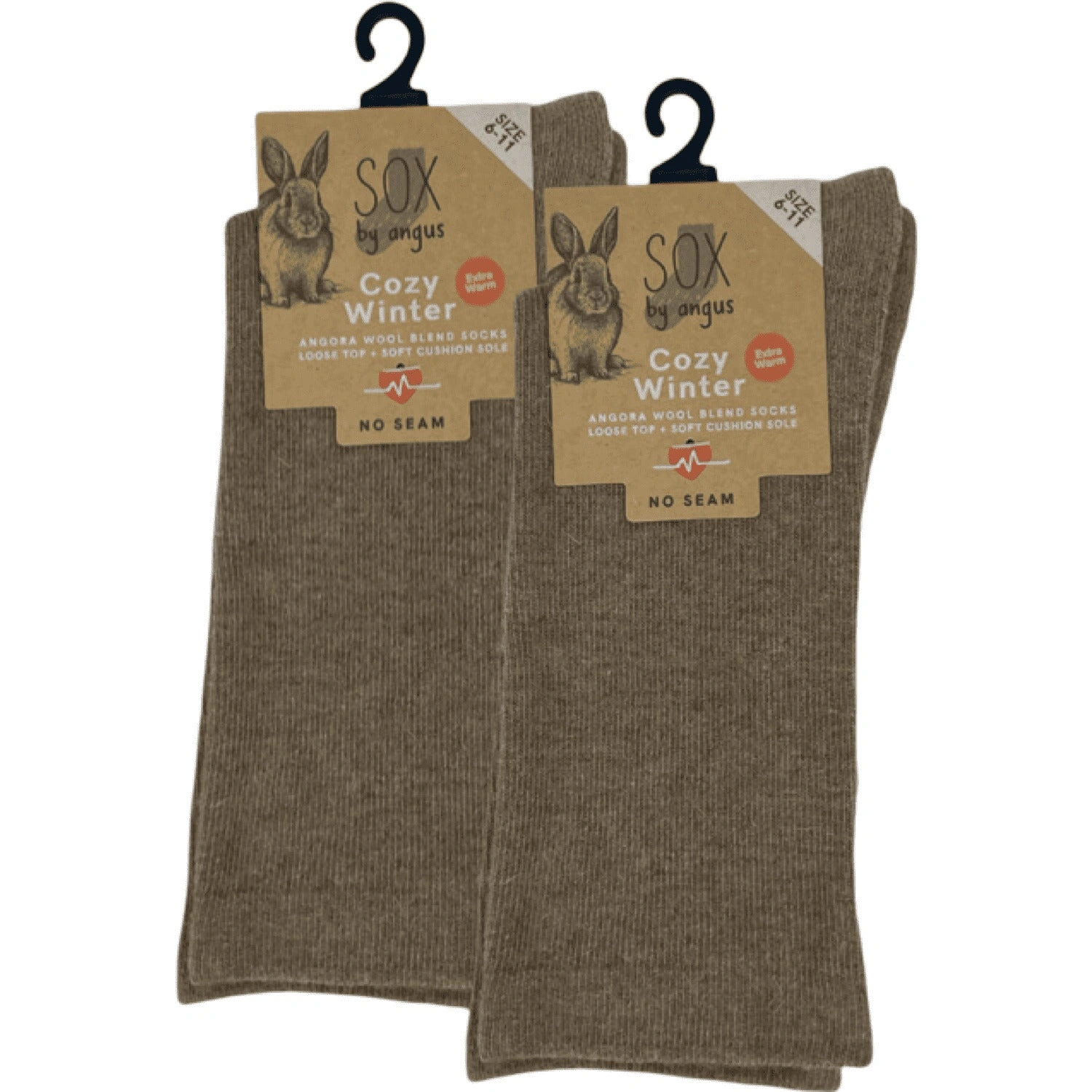 Cozy Angora Blend Socks: Seamless Comfort & Loose Top - Mocha Perfection!