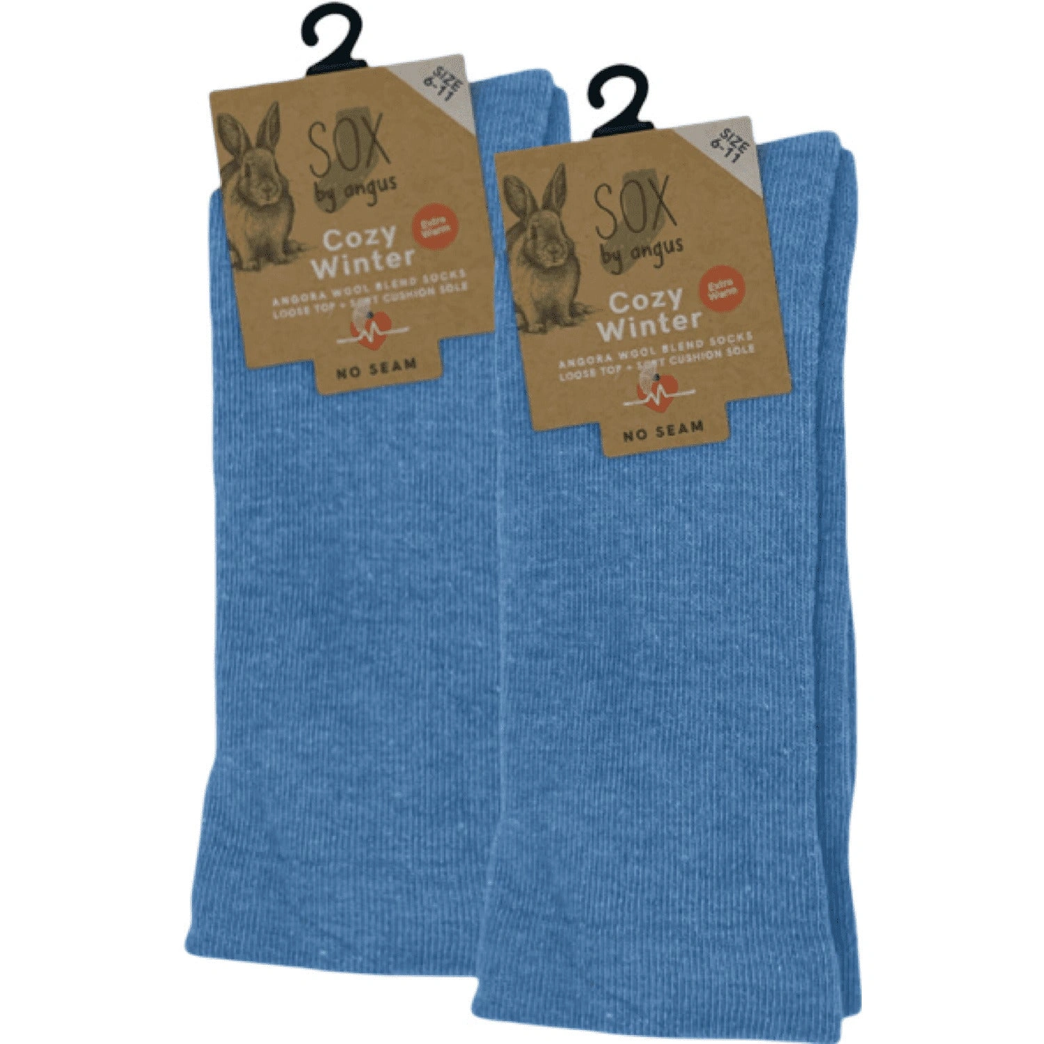 Sky Blue Angora Bliss: Seamless, Cozy, Loose Top Socks - Ultimate Comfort!