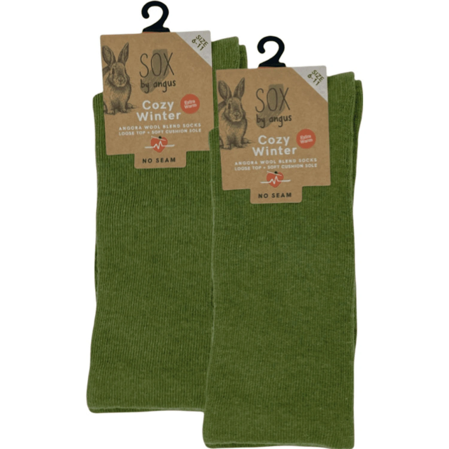 Cloud-Soft Khaki Green Angora Wool Socks - Seamless Comfort!