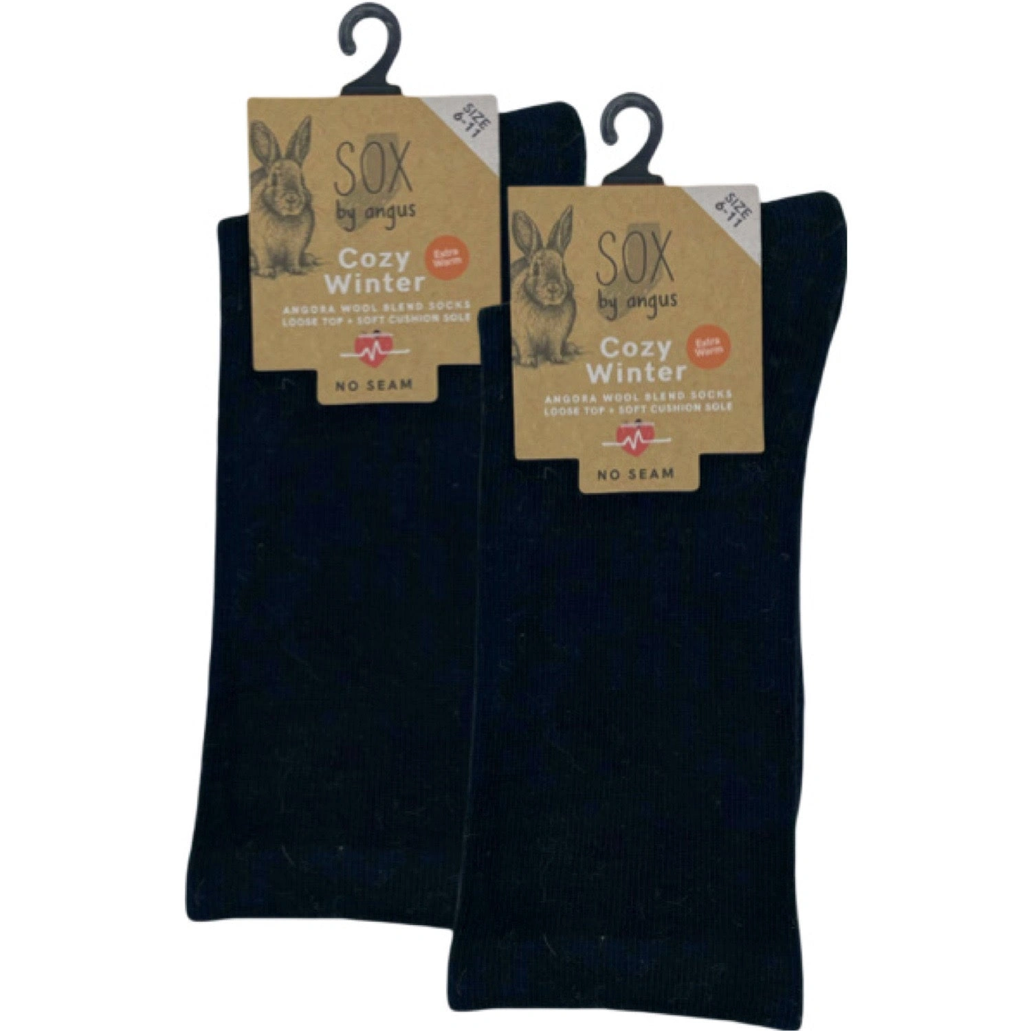 Cozy Angora Blend Socks: No Seam, Loose Top, Ultimate Comfort, Black Magic!