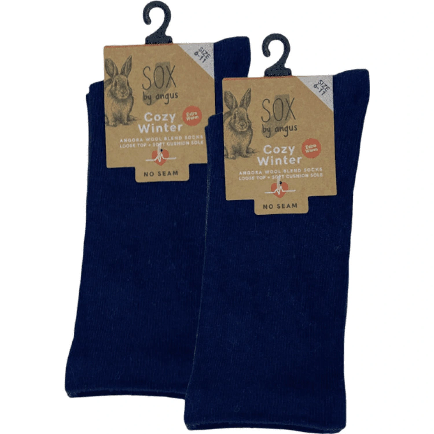 Ultra-Soft Angora Wool Socks - Seamless Comfort, Navy Blue Bliss.